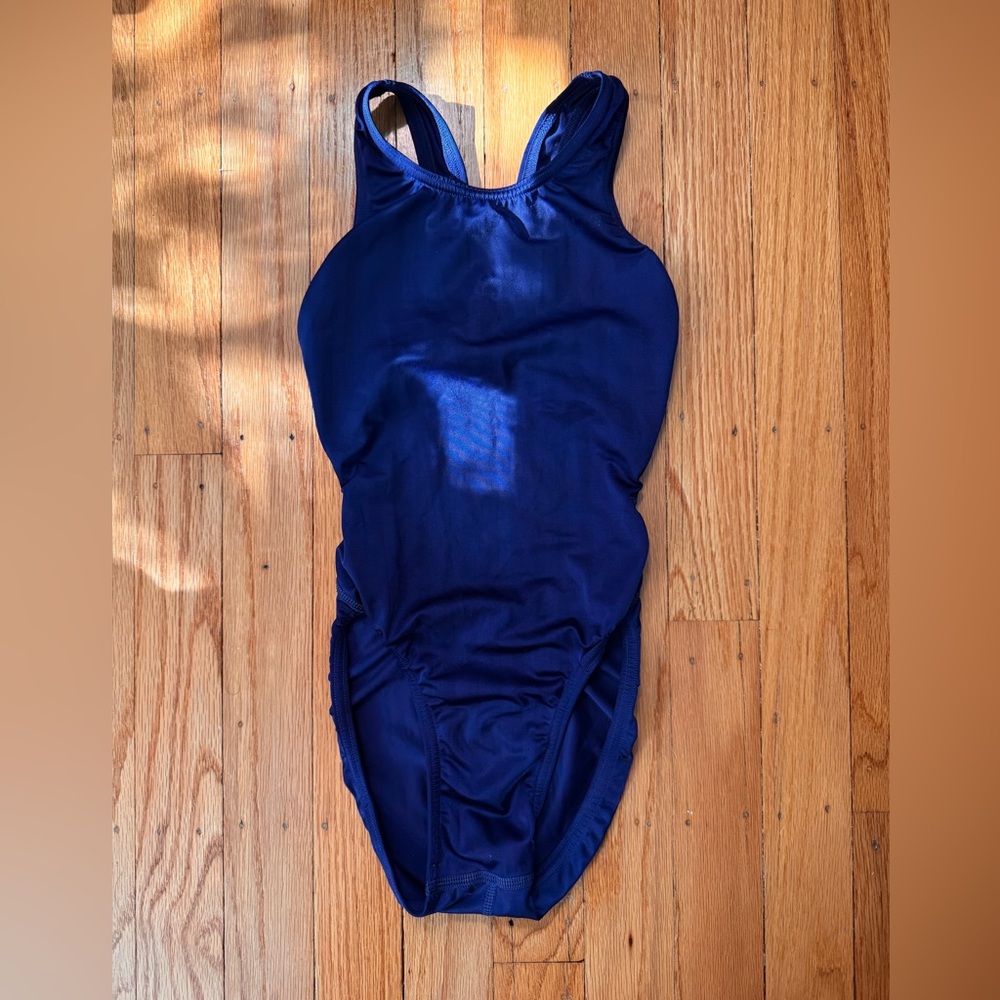 Speedo Youth Aquablade Recordbreaker One Piece Swimsuit in Navy Blue Size 20